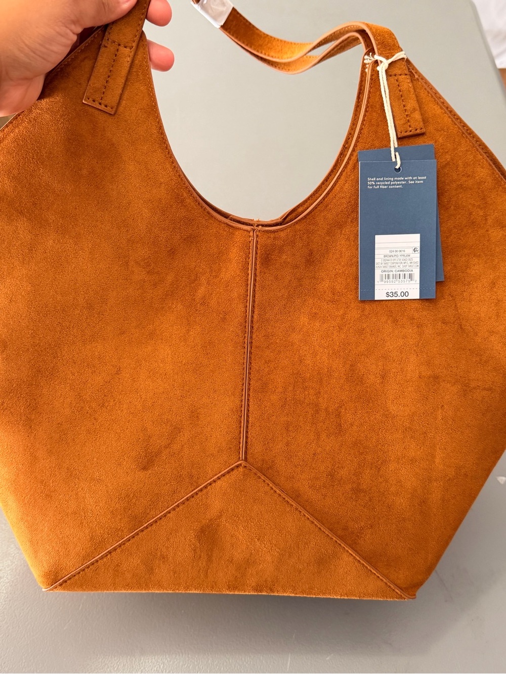 Universal Thread Suede Tote in Cognac